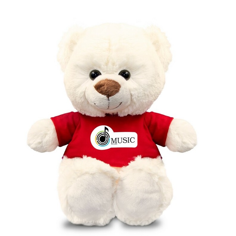 White Teddy Bear with a Red T-shirt Suitable for Printing